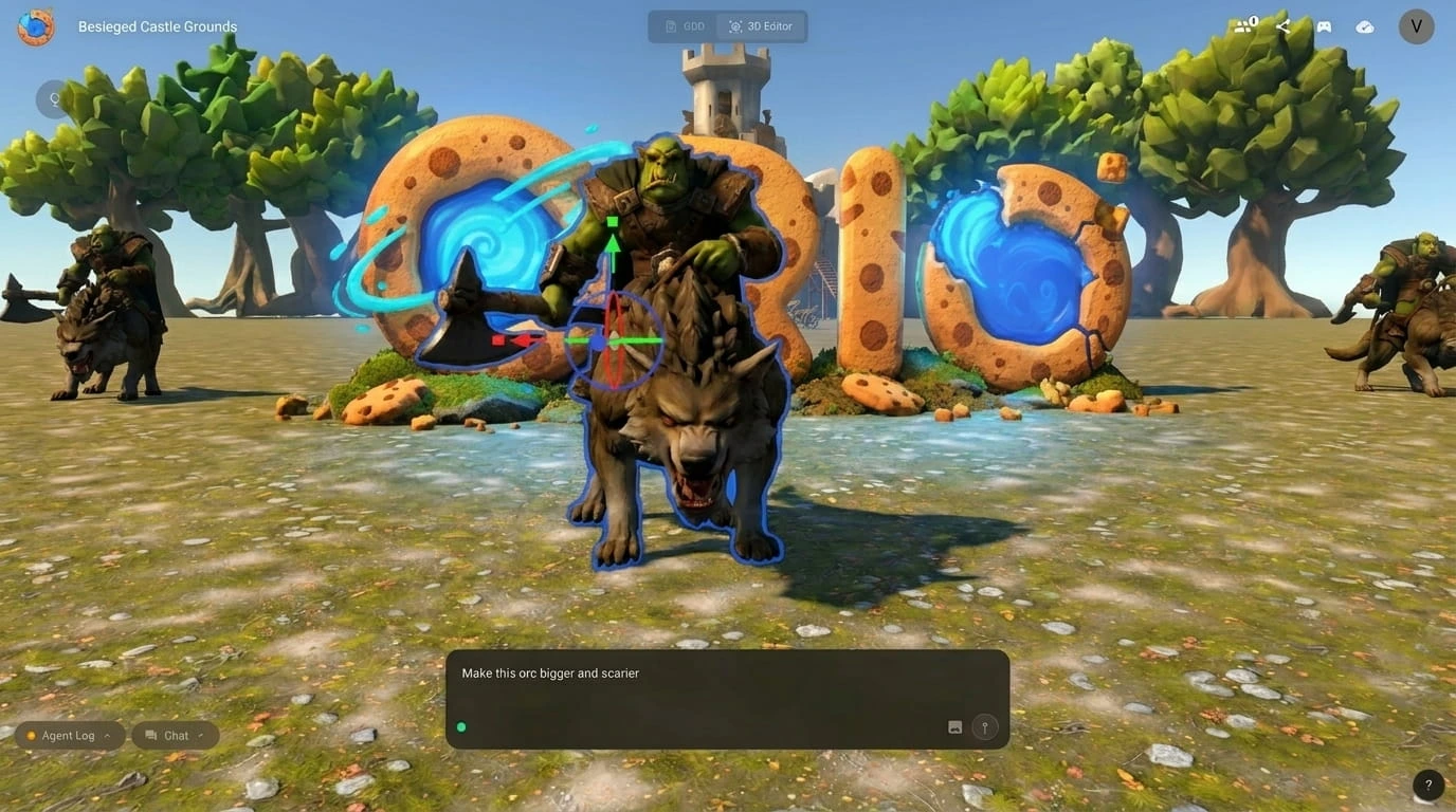A 3D playable world generated by Orio demonstrating how to make a game without coding.